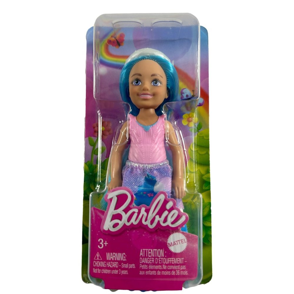 Barbie Chelsea Princess Doll 5 in Blue Hair Eyes Swan Skirt New Mattel